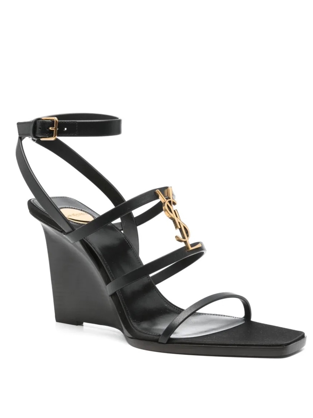 YSL Black 100mm Cassandra Wedges 36.5
